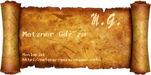 Metzner Géza névjegykártya